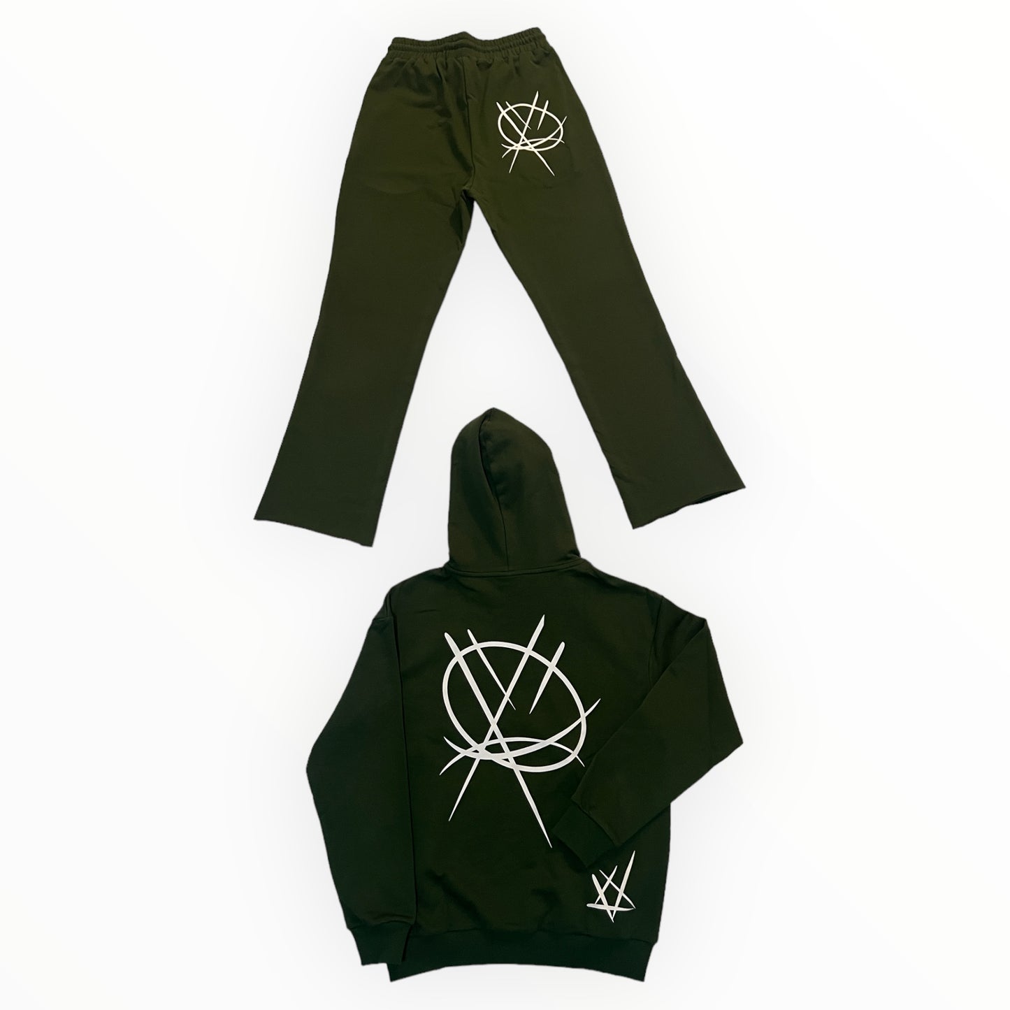 Hunter Green and White streetwear Sweat Suit