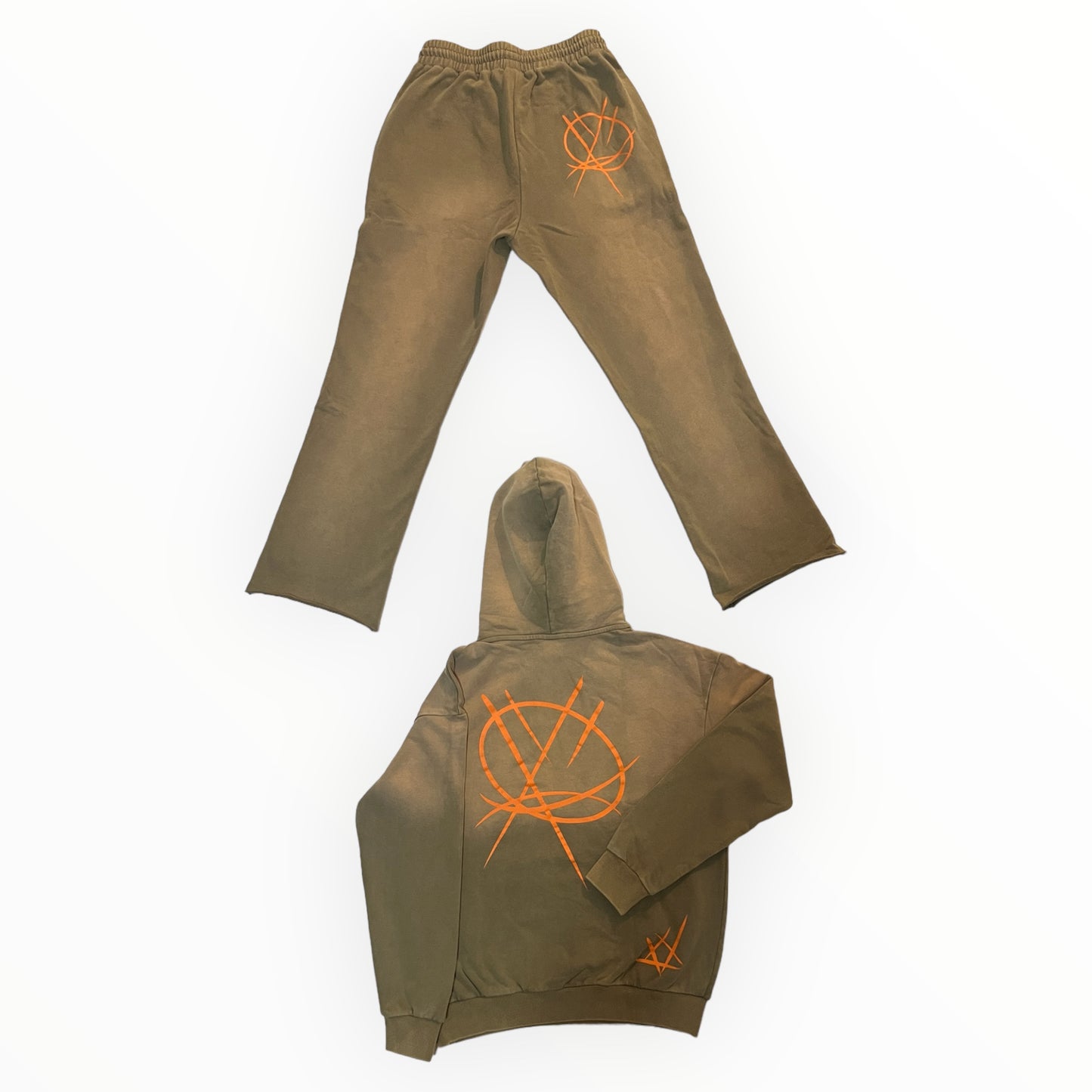 Washed Sand and Orange streetwear Sweat Suit