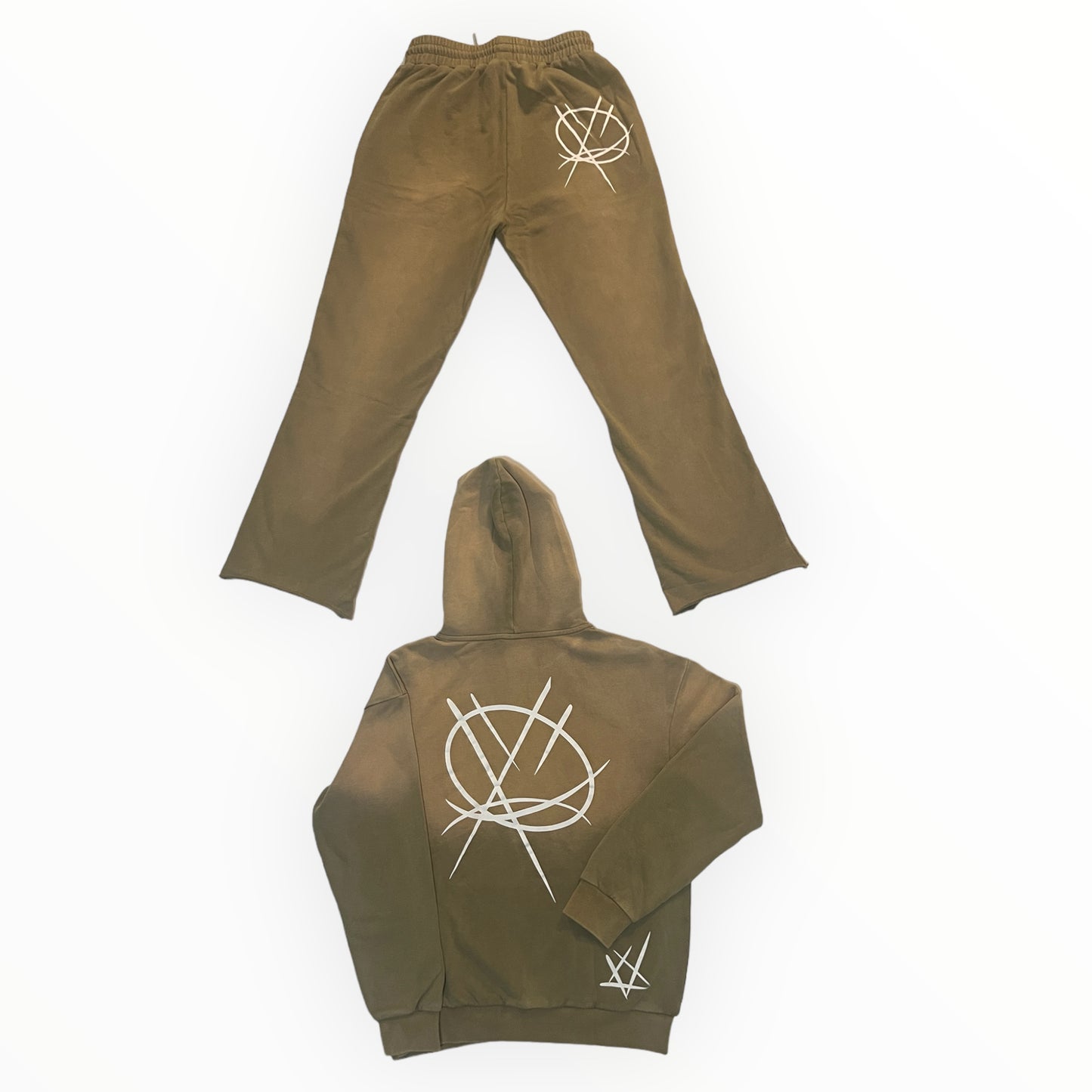 Washed Sand and White streetwear Sweat Suit